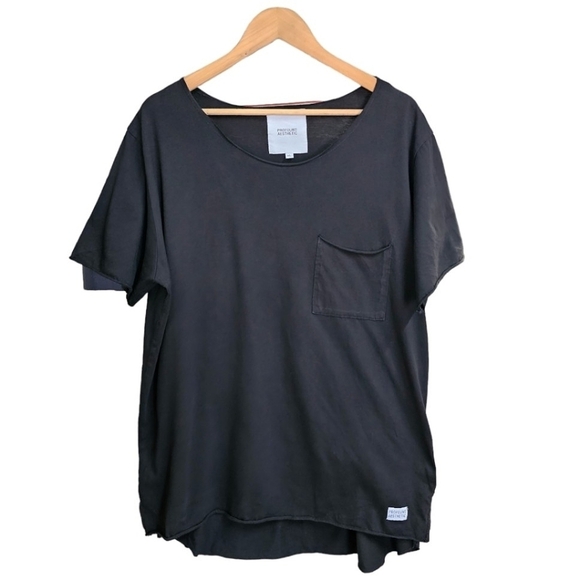 Profound Aesthetic Womens Black One Pocket Scoop Neck Tee Size XL Rolled Edge - Picture 1 of 10